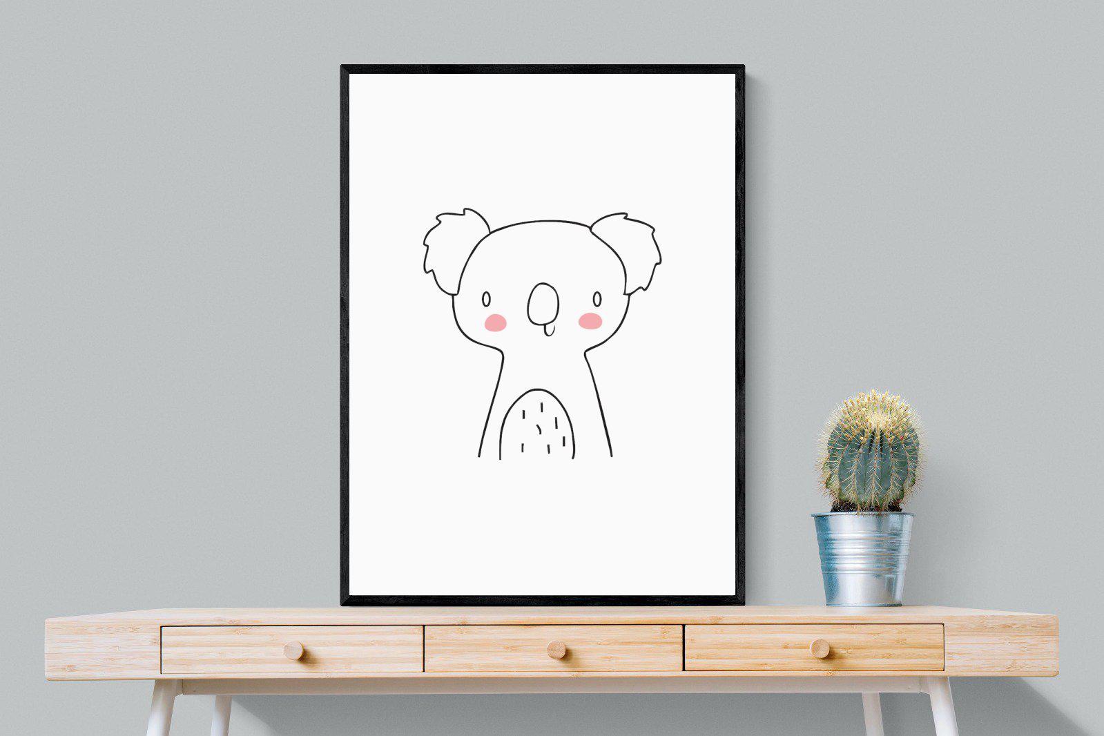 Kid's Koala-Wall_Art-75 x 100cm-Mounted Canvas-Black-Pixalot