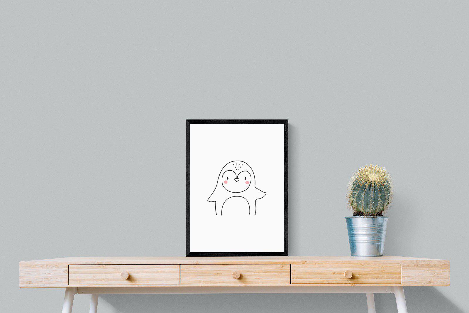 Kid's Penguin-Wall_Art-45 x 60cm-Mounted Canvas-Black-Pixalot