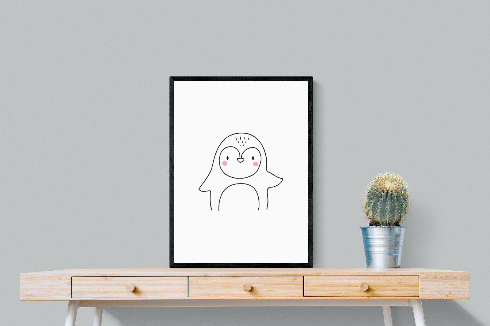 Kid's Penguin-Wall_Art-60 x 80cm-Mounted Canvas-Black-Pixalot