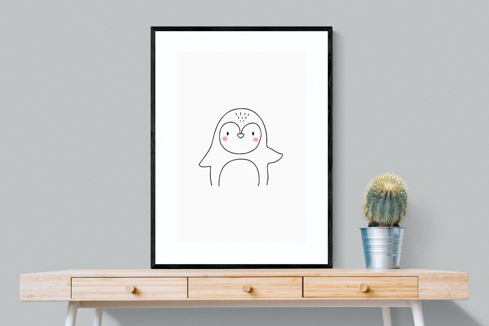 Kid's Penguin-Wall_Art-75 x 100cm-Framed Print-Black-Pixalot