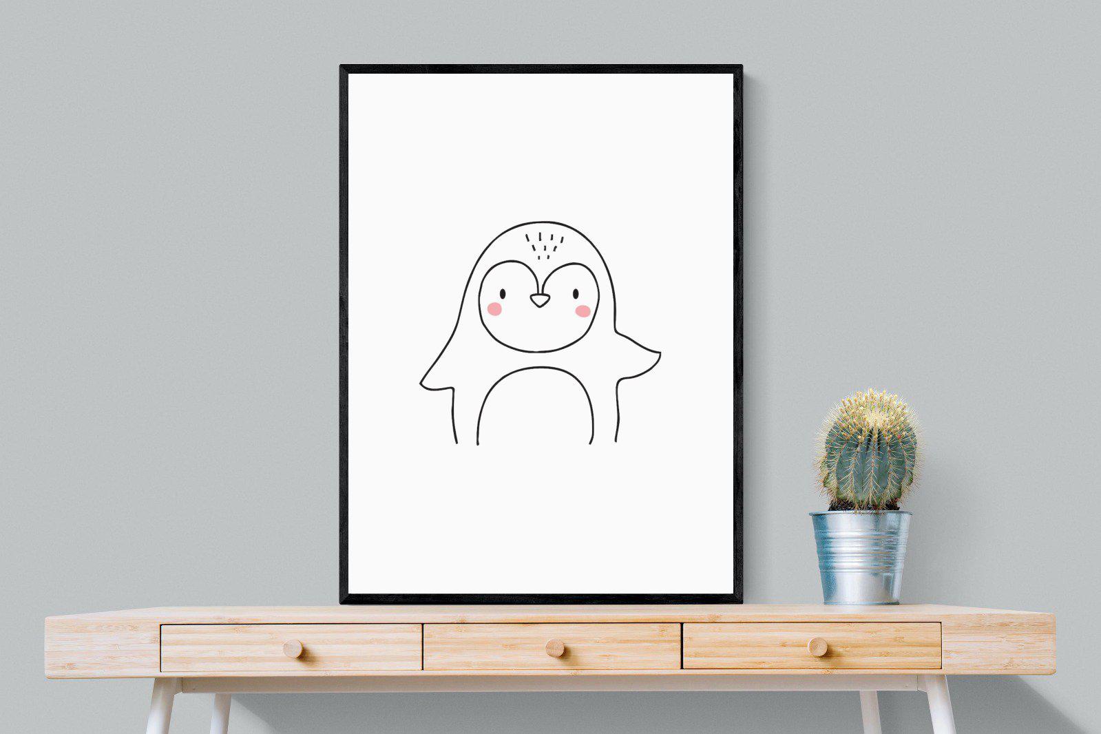 Kid's Penguin-Wall_Art-75 x 100cm-Mounted Canvas-Black-Pixalot