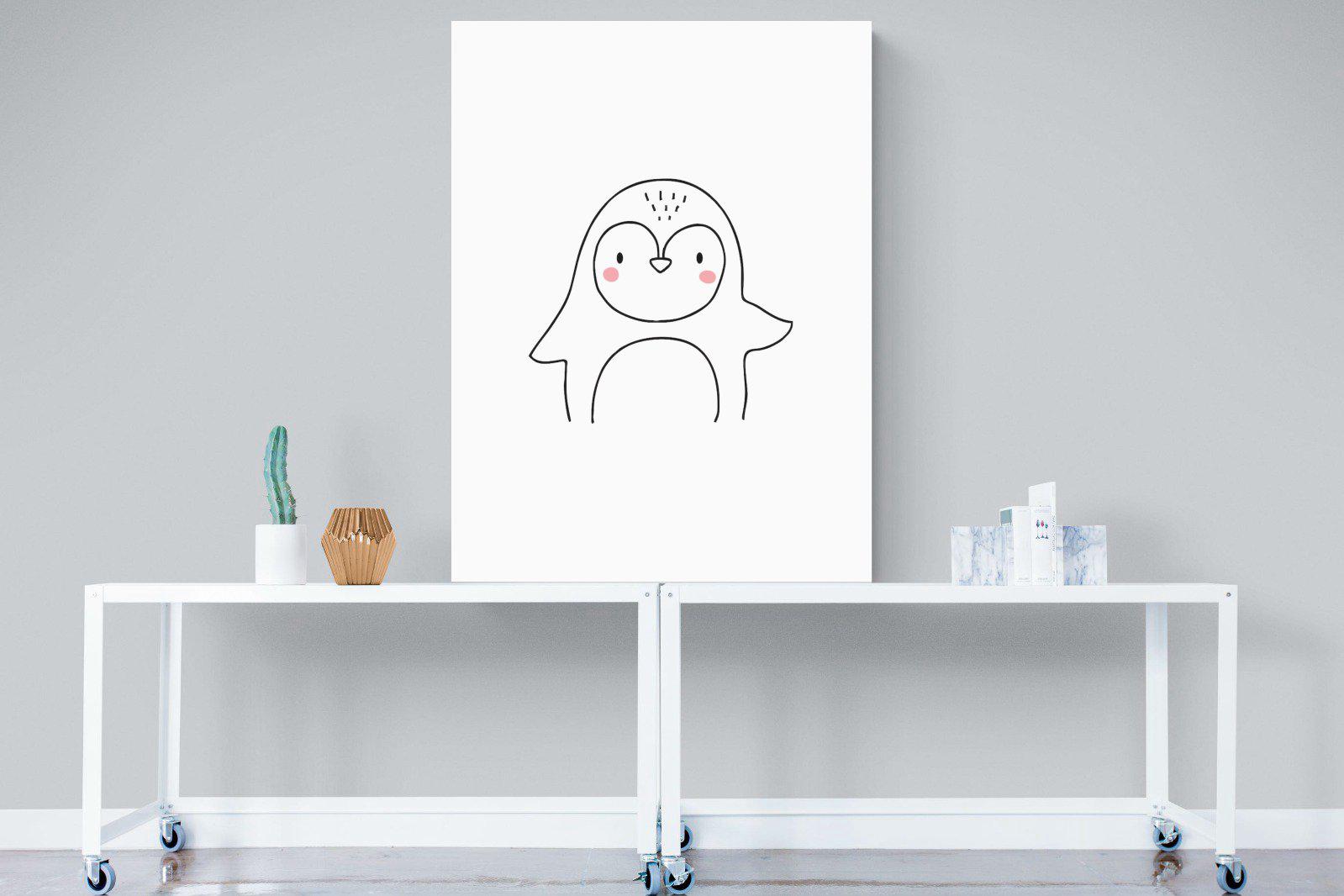 Kid's Penguin-Wall_Art-90 x 120cm-Mounted Canvas-No Frame-Pixalot