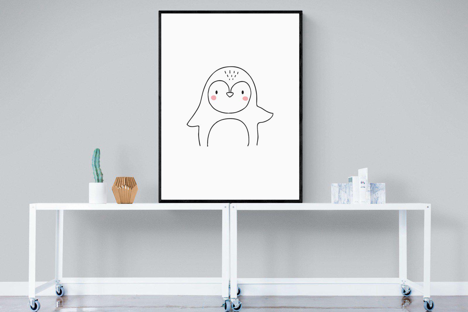 Kid's Penguin-Wall_Art-90 x 120cm-Mounted Canvas-Black-Pixalot