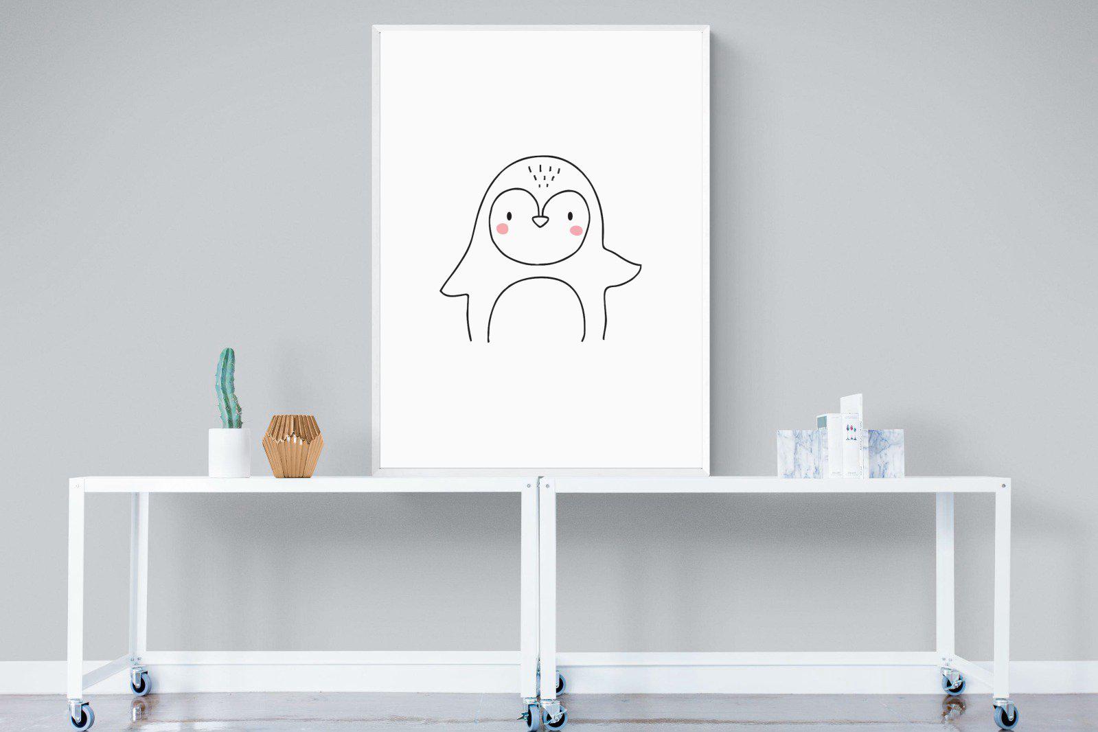 Kid's Penguin-Wall_Art-90 x 120cm-Mounted Canvas-White-Pixalot