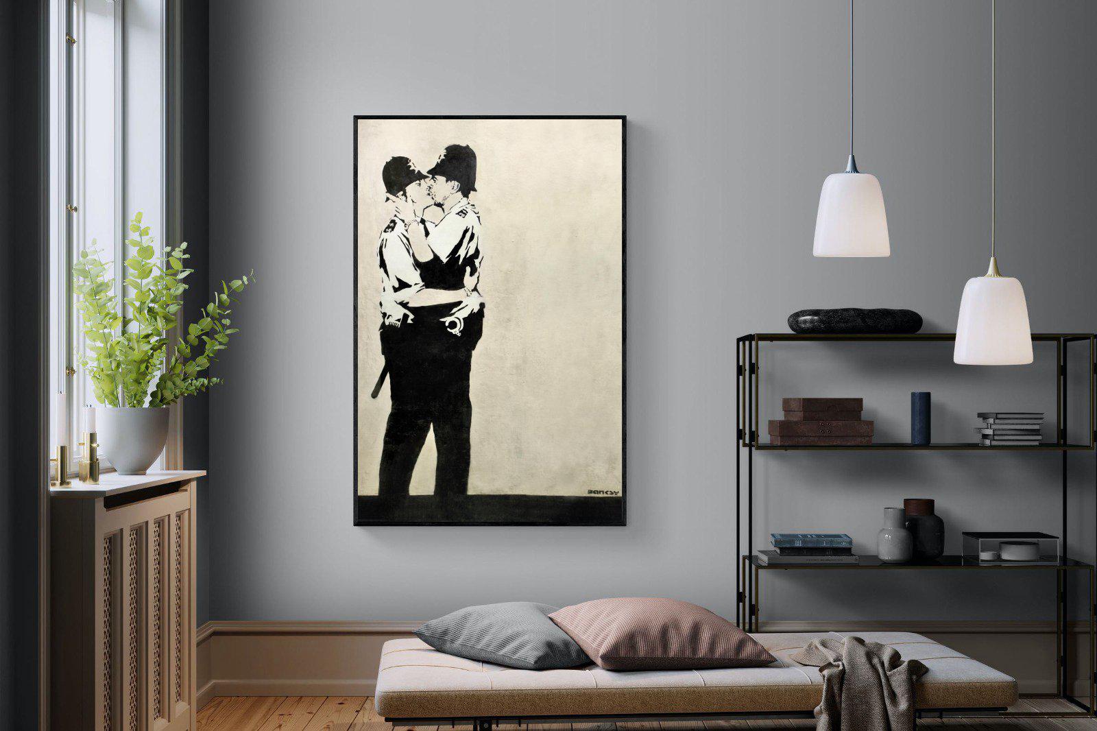 Kissing Coppers-Wall_Art-120 x 180cm-Mounted Canvas-Black-Pixalot