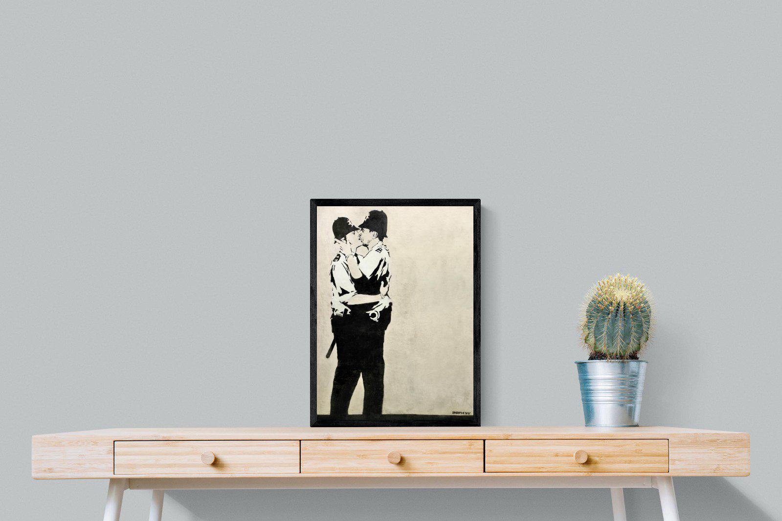 Kissing Coppers-Wall_Art-45 x 60cm-Mounted Canvas-Black-Pixalot