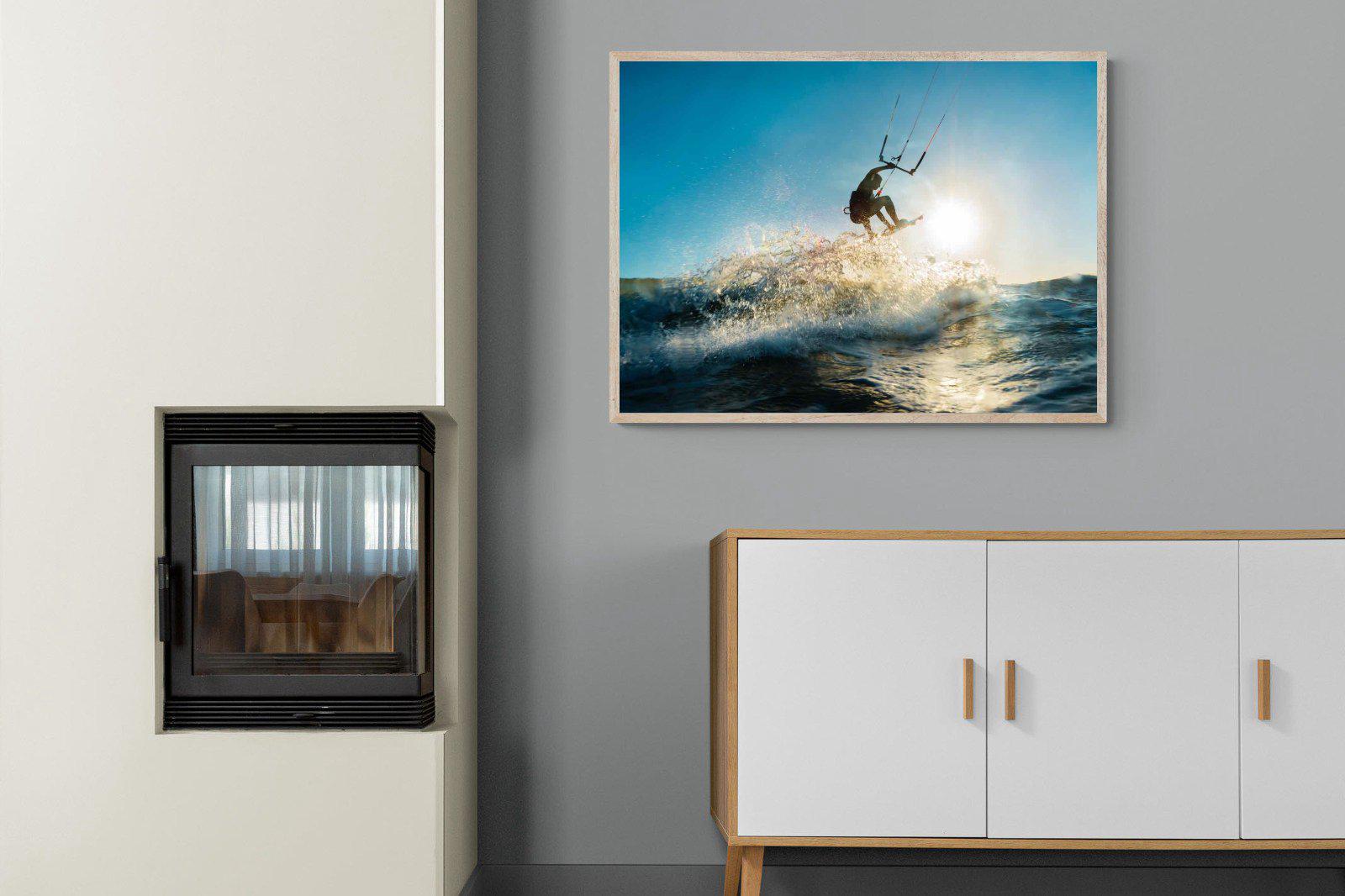 Kitesurfing-Wall_Art-100 x 75cm-Mounted Canvas-Wood-Pixalot