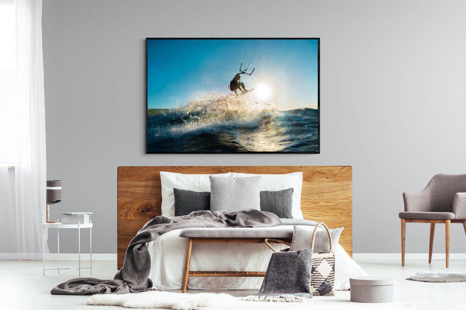 Kitesurfing-Wall_Art-150 x 100cm-Mounted Canvas-Black-Pixalot