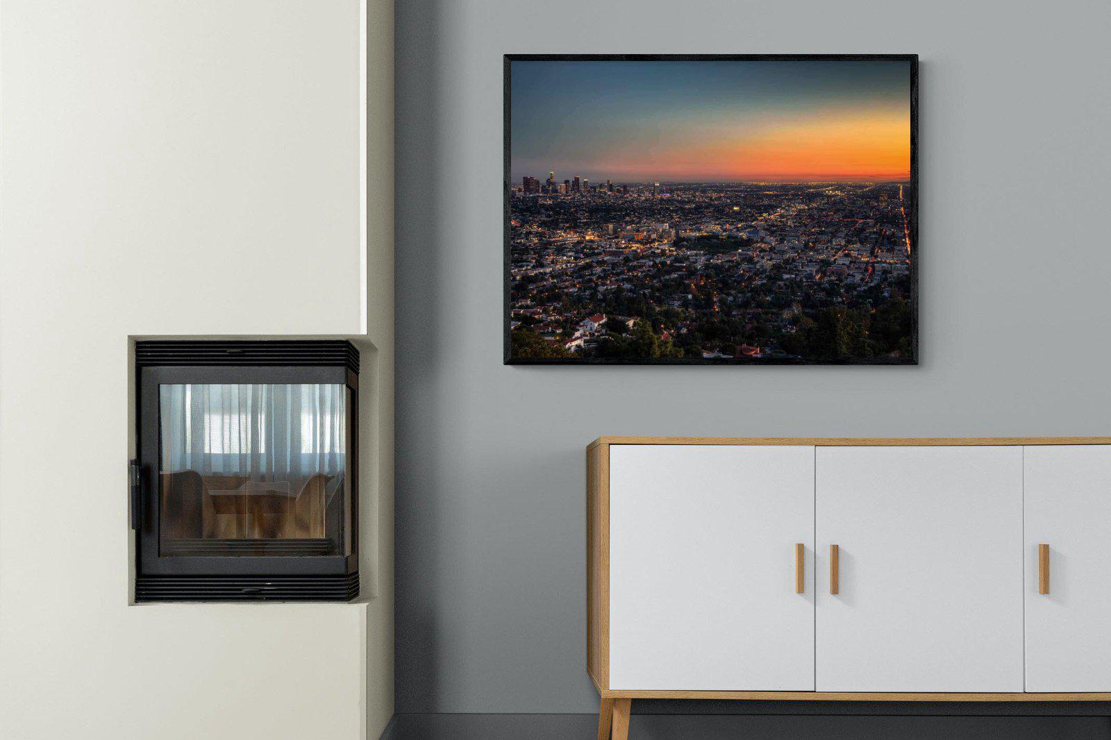 LA Sunset-Wall_Art-100 x 75cm-Mounted Canvas-Black-Pixalot