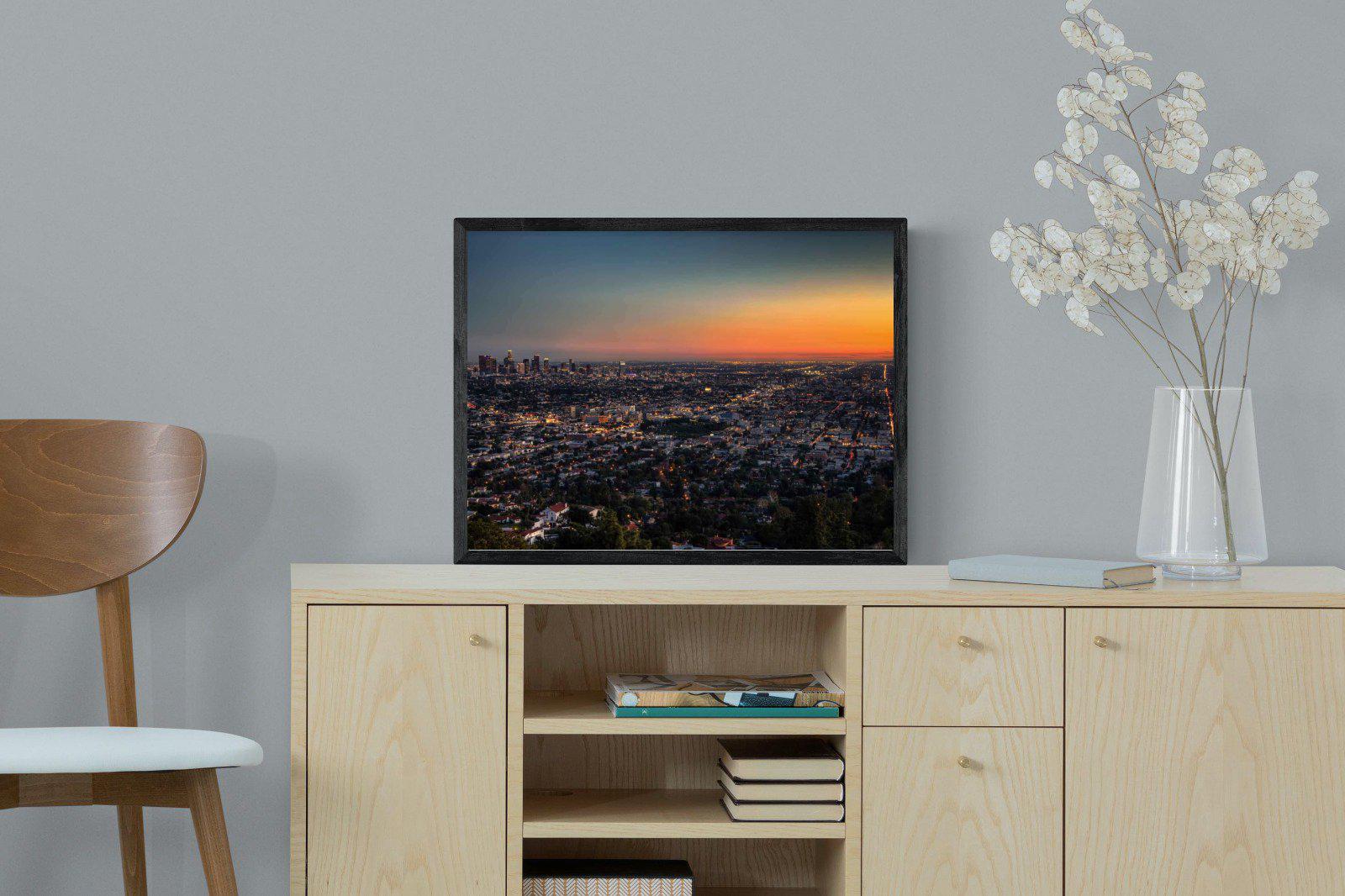 LA Sunset-Wall_Art-60 x 45cm-Mounted Canvas-Black-Pixalot