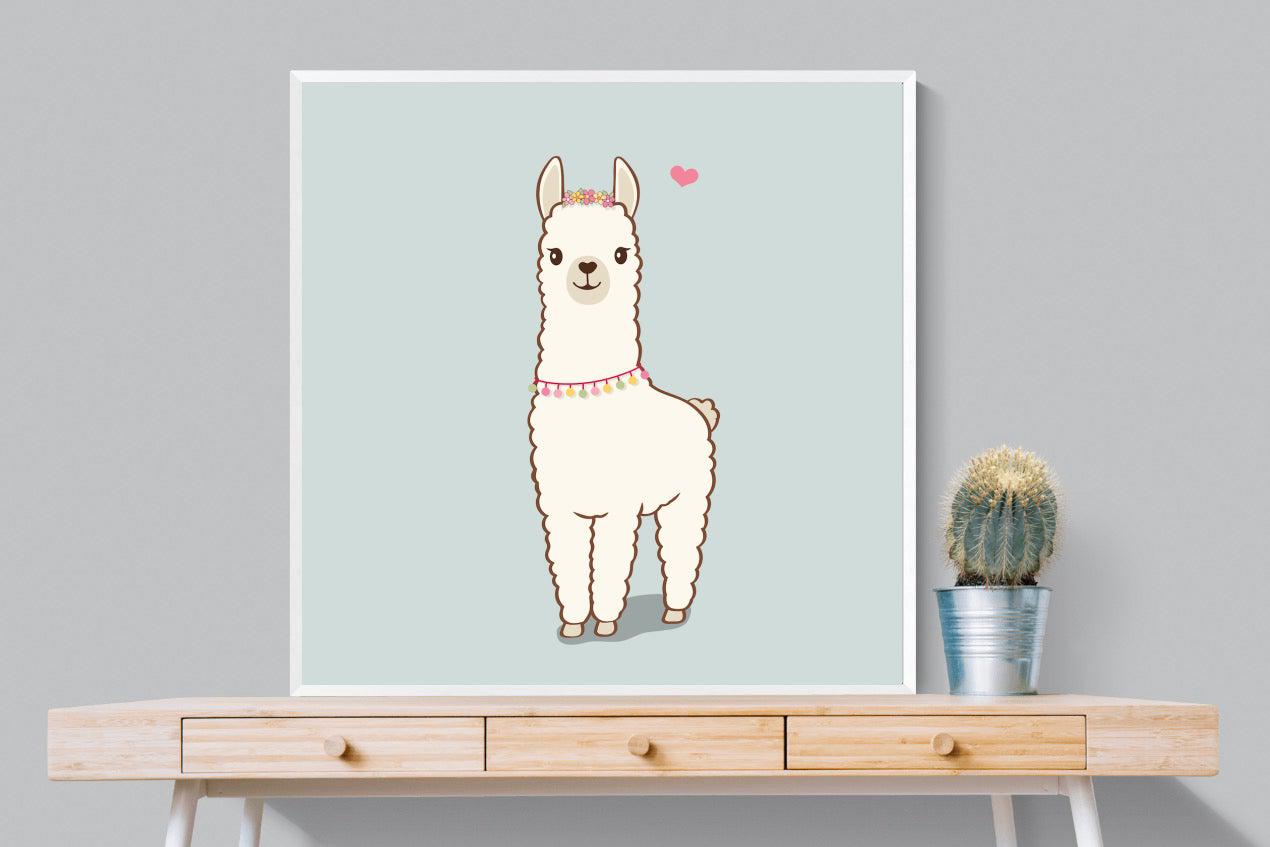 Lama-Wall_Art-100 x 100cm-Mounted Canvas-White-Pixalot