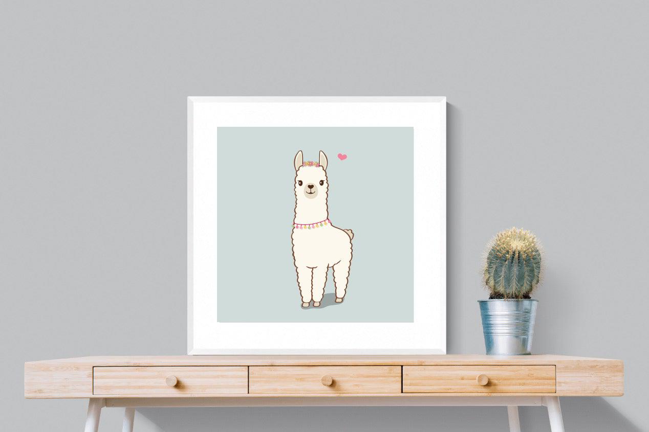 Lama-Wall_Art-80 x 80cm-Framed Print-White-Pixalot