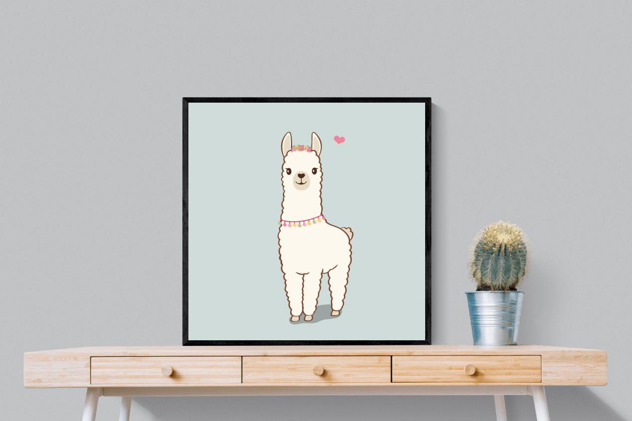 Lama-Wall_Art-80 x 80cm-Mounted Canvas-Black-Pixalot