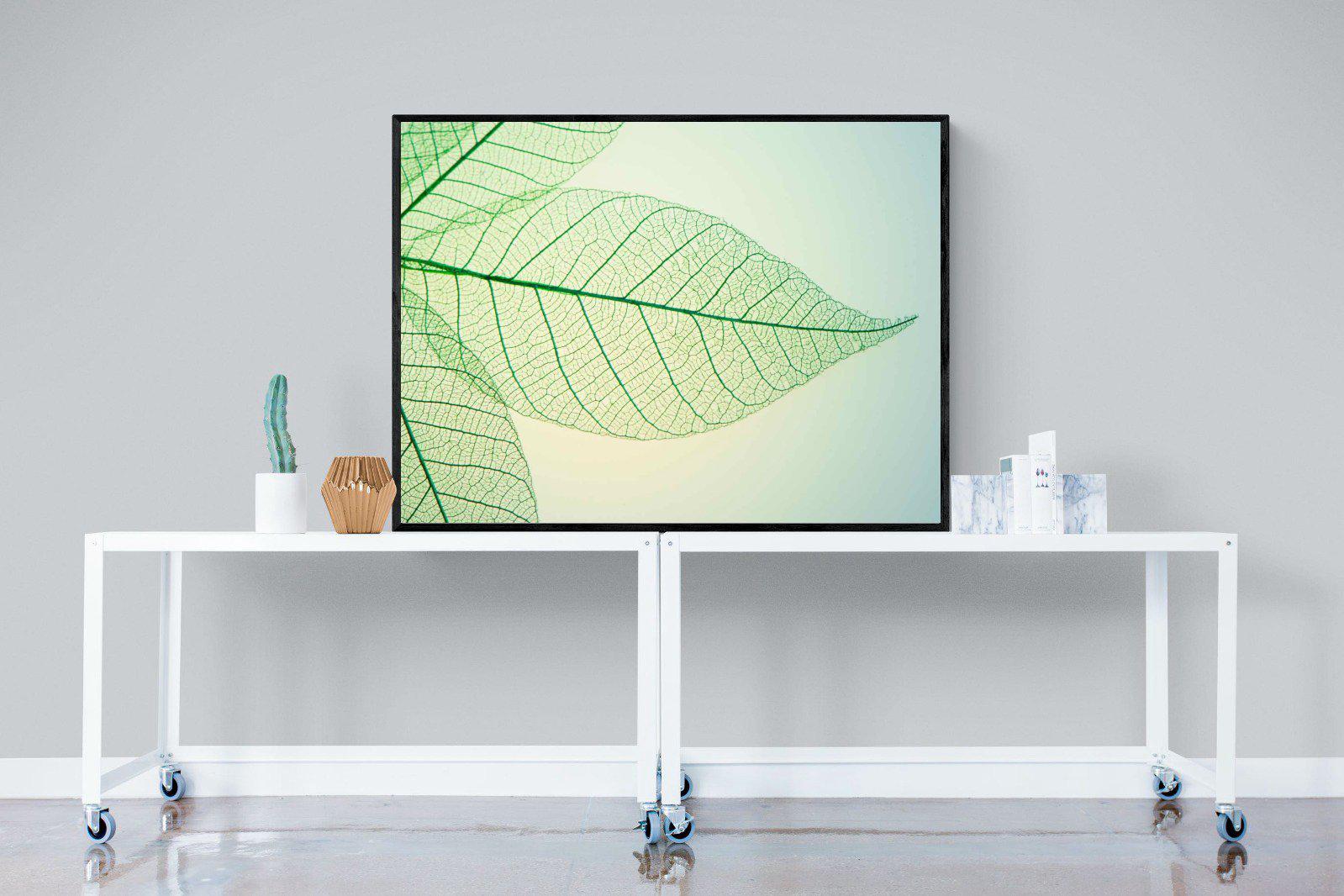 Leaf-Wall_Art-120 x 90cm-Mounted Canvas-Black-Pixalot