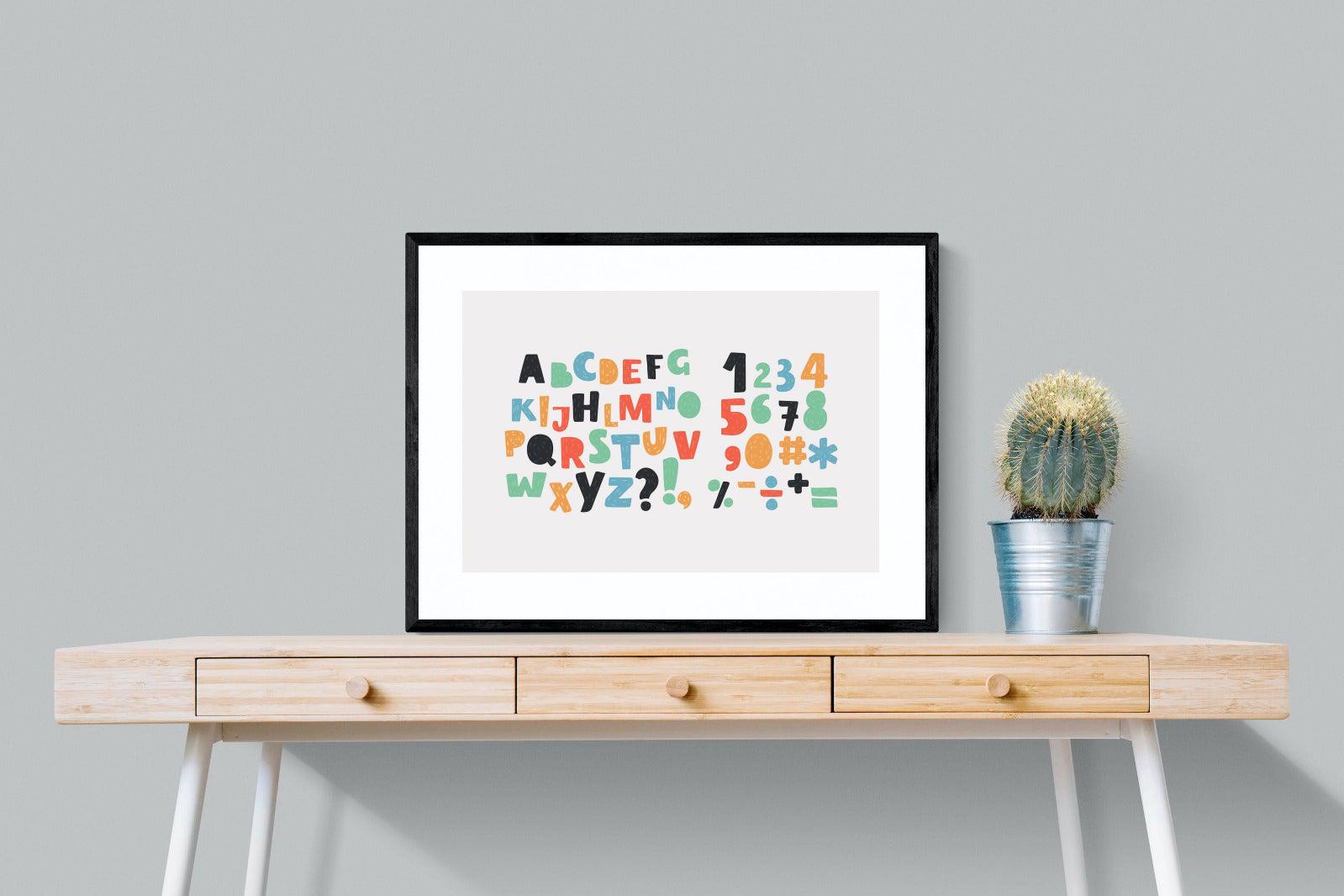 Letters & Numbers-Wall_Art-80 x 60cm-Framed Print-Black-Pixalot