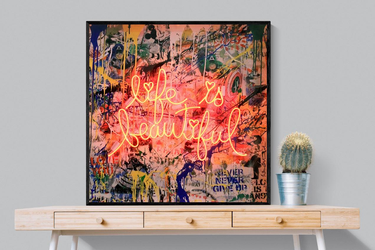 Life is Beautiful-Wall_Art-100 x 100cm-Mounted Canvas-Black-Pixalot