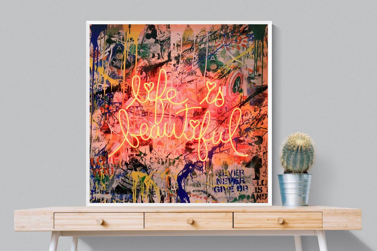 Life is Beautiful-Wall_Art-100 x 100cm-Mounted Canvas-White-Pixalot