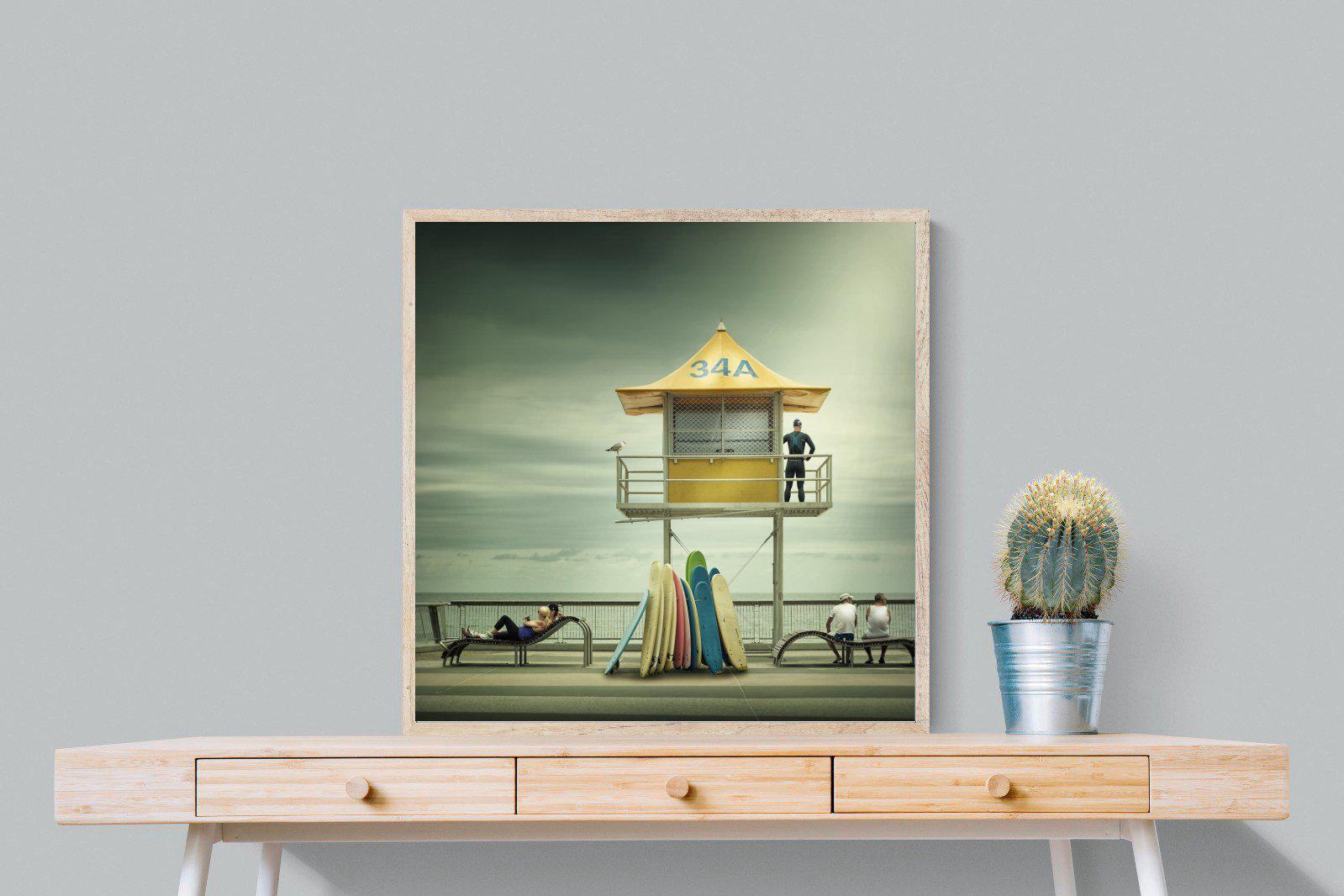 Lifeguard Tower-Wall_Art-80 x 80cm-Mounted Canvas-Wood-Pixalot