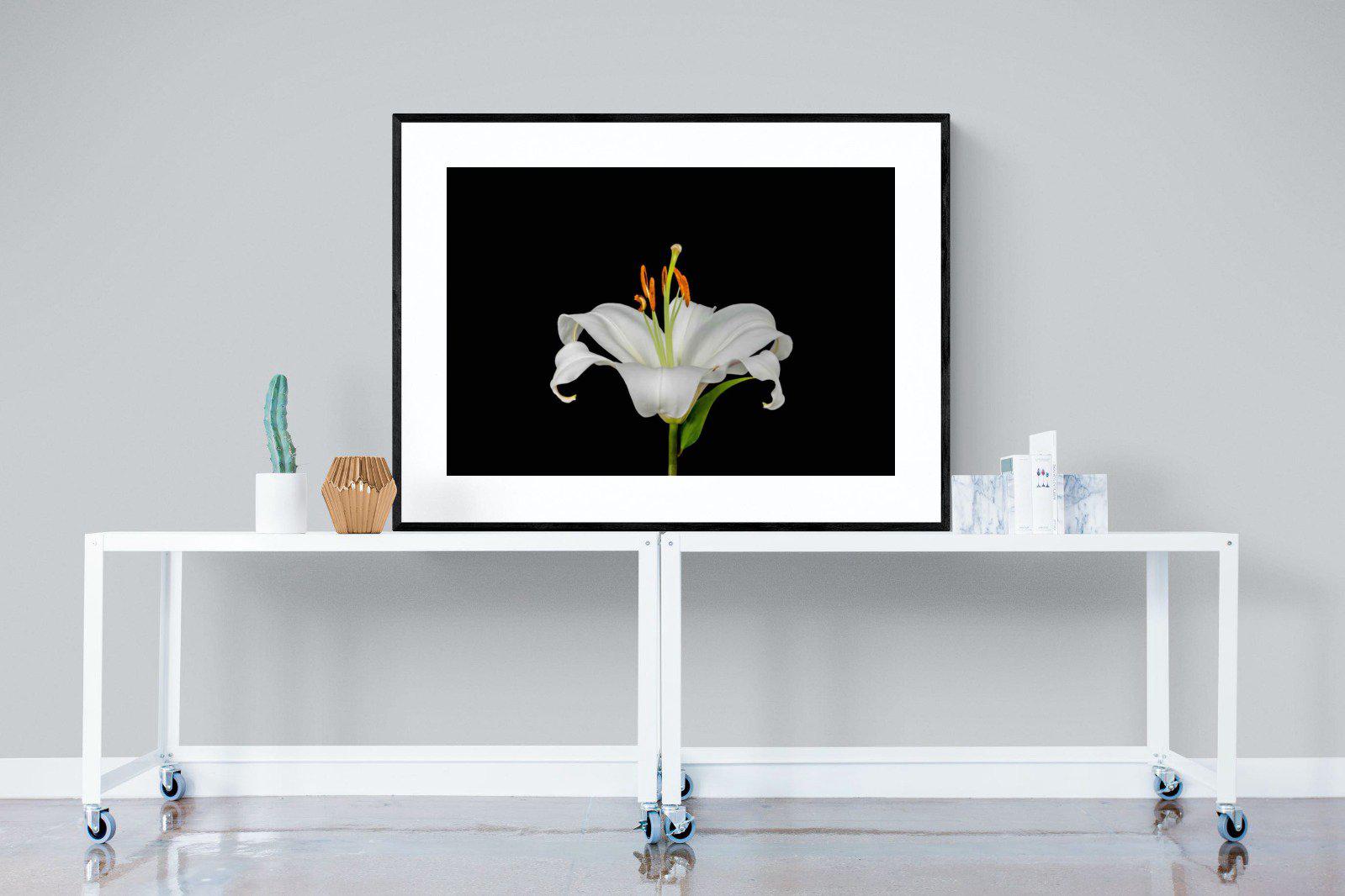 Lilium on Black-Wall_Art-120 x 90cm-Framed Print-Black-Pixalot