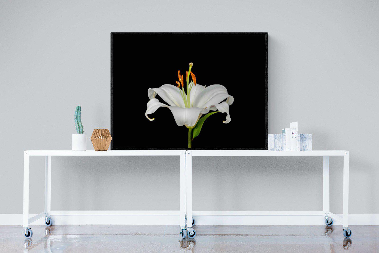 Lilium on Black-Wall_Art-120 x 90cm-Mounted Canvas-Black-Pixalot