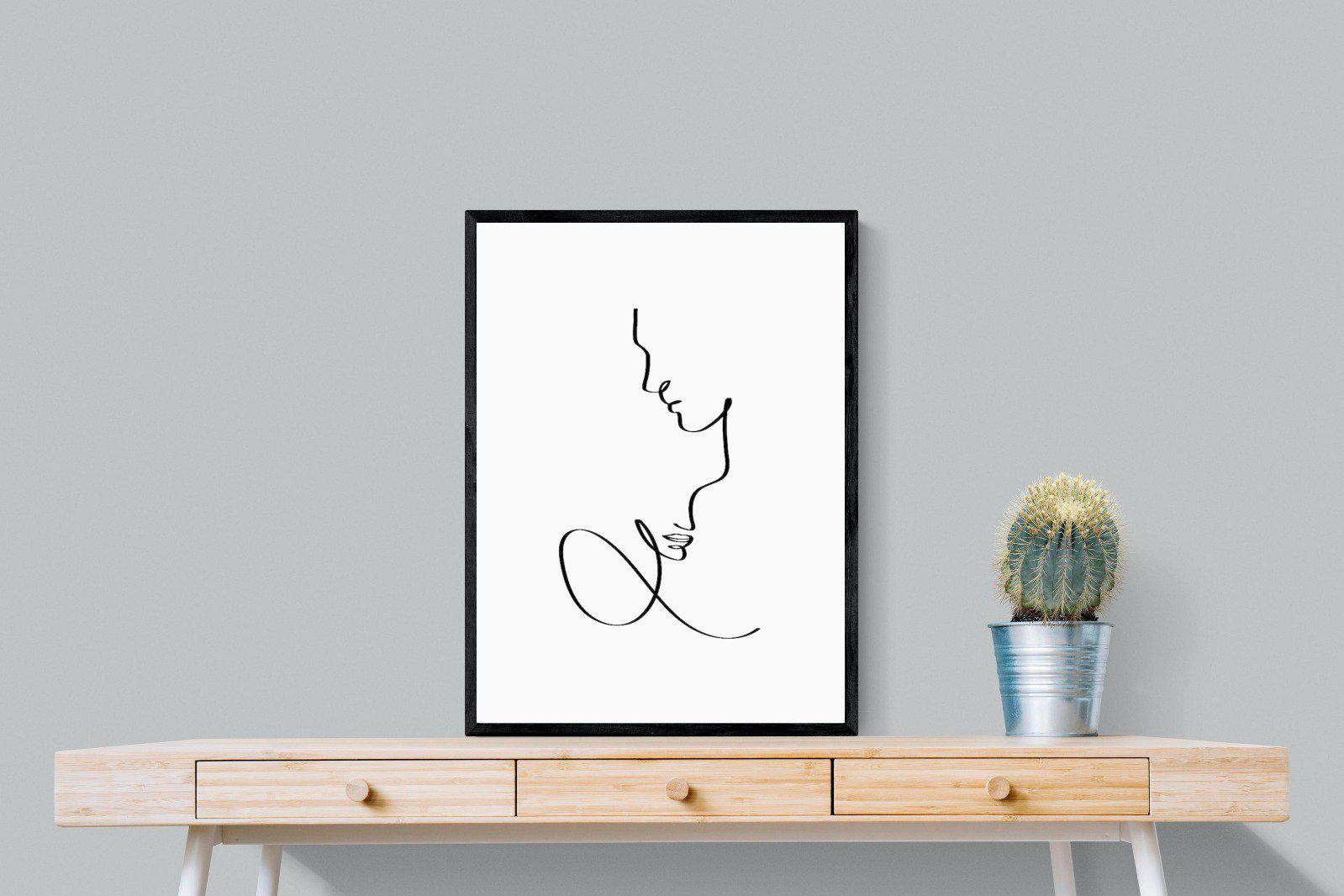 Line Drawn Couple-Wall_Art-60 x 80cm-Mounted Canvas-Black-Pixalot