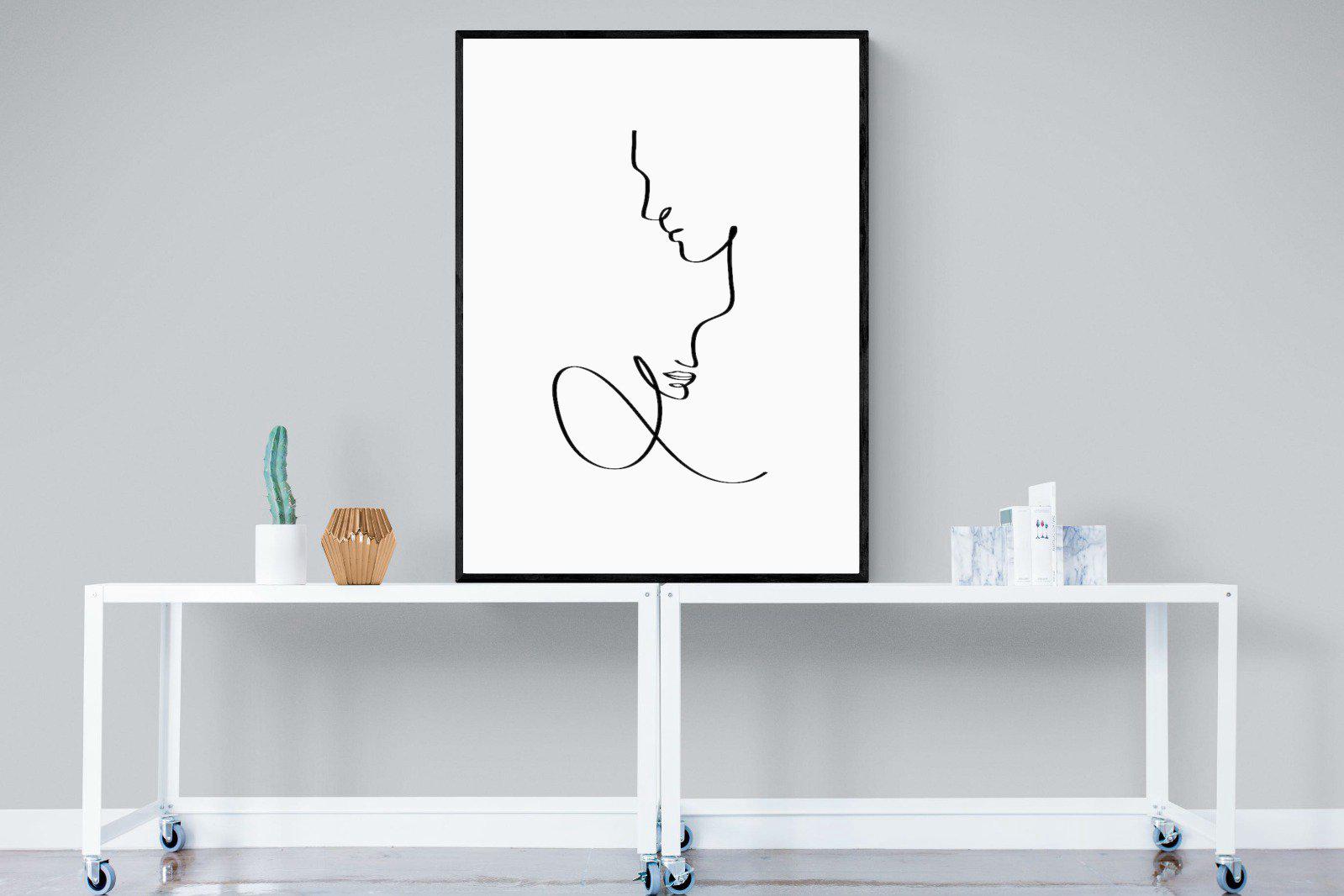 Line Drawn Couple-Wall_Art-90 x 120cm-Mounted Canvas-Black-Pixalot