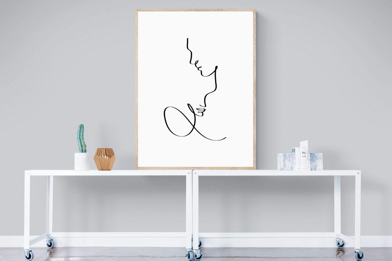 Line Drawn Couple-Wall_Art-90 x 120cm-Mounted Canvas-Wood-Pixalot