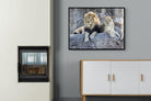 Lion & Lioness-Wall_Art-100 x 75cm-Mounted Canvas-Black-Pixalot