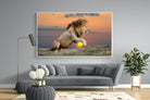 Lion Sunset-Wall_Art-220 x 130cm-Mounted Canvas-White-Pixalot