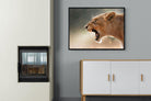 Lioness Roar-Wall_Art-100 x 75cm-Mounted Canvas-Black-Pixalot