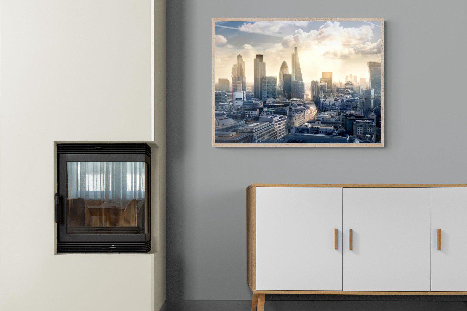 London Dawn-Wall_Art-100 x 75cm-Mounted Canvas-Wood-Pixalot