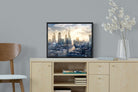 London Dawn-Wall_Art-60 x 45cm-Mounted Canvas-Black-Pixalot
