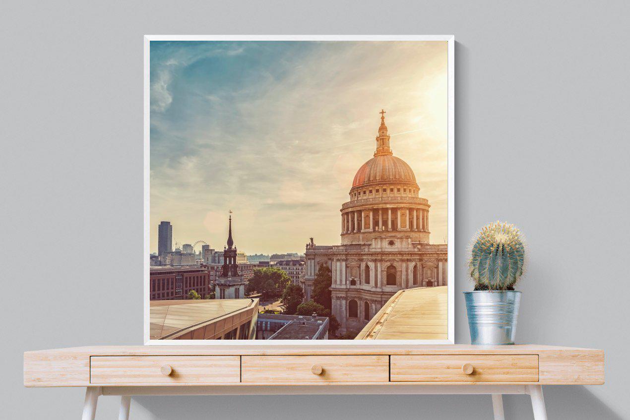 London's Cathedral-Wall_Art-100 x 100cm-Mounted Canvas-White-Pixalot