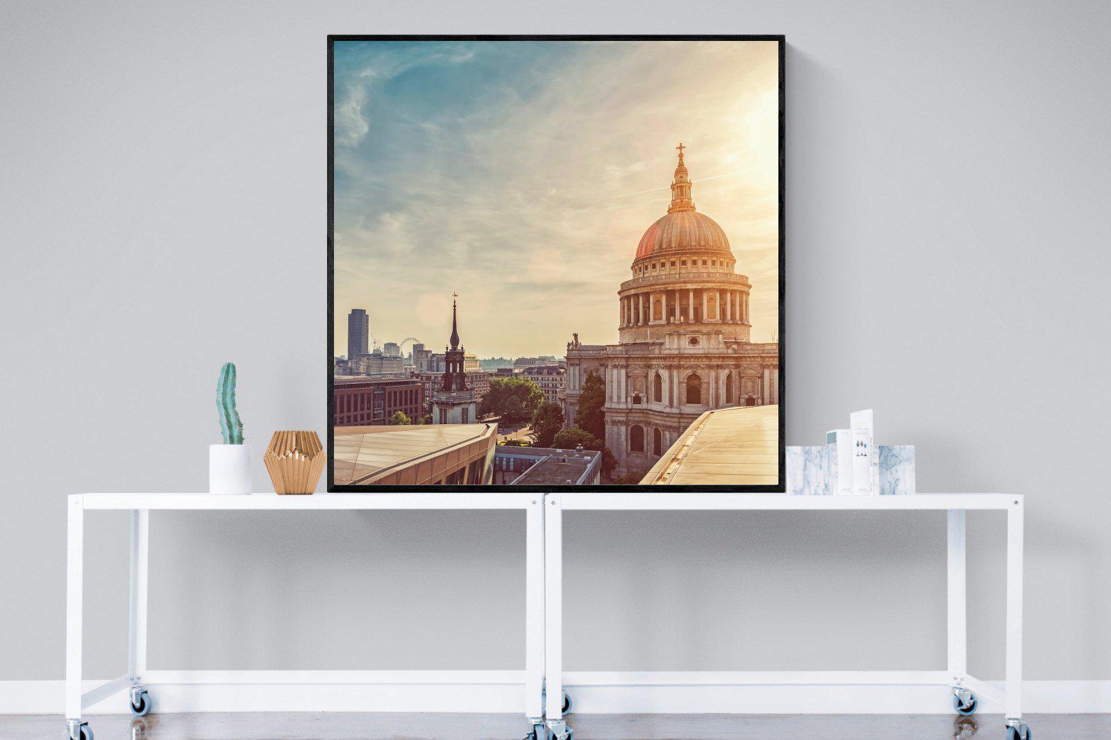 London's Cathedral-Wall_Art-120 x 120cm-Mounted Canvas-Black-Pixalot