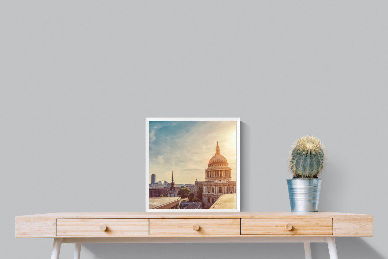 London's Cathedral-Wall_Art-50 x 50cm-Mounted Canvas-White-Pixalot