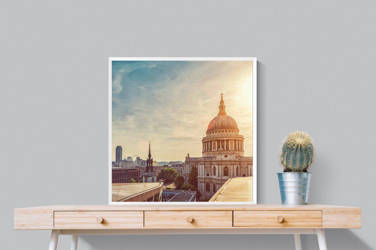London's Cathedral-Wall_Art-80 x 80cm-Mounted Canvas-White-Pixalot