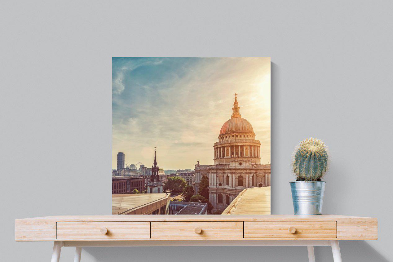 London's Cathedral-Wall_Art-80 x 80cm-Mounted Canvas-No Frame-Pixalot