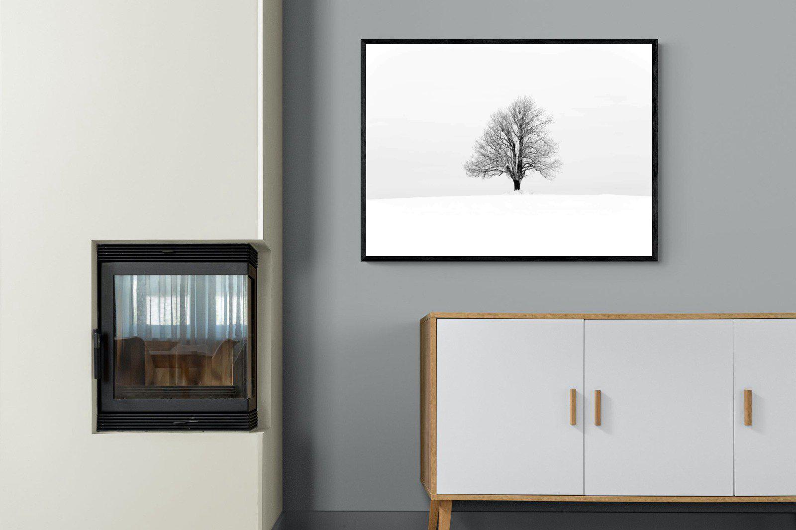 Lone Tree-Wall_Art-100 x 75cm-Mounted Canvas-Black-Pixalot