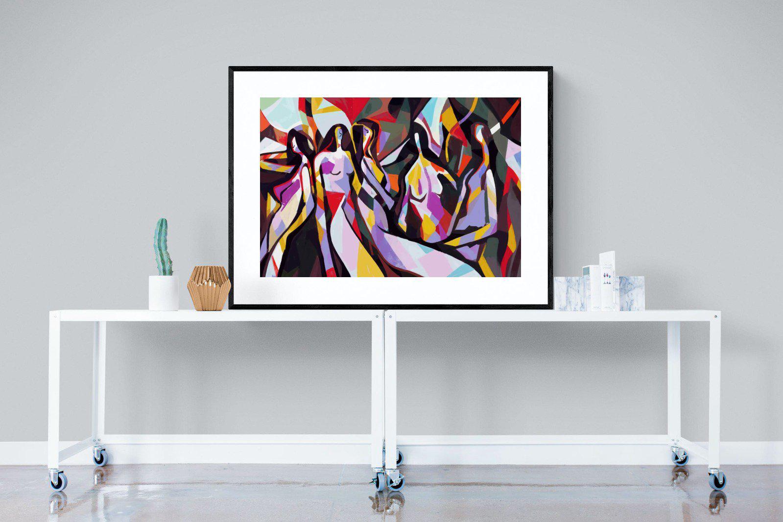Lounging Ladies-Wall_Art-120 x 90cm-Framed Print-Black-Pixalot