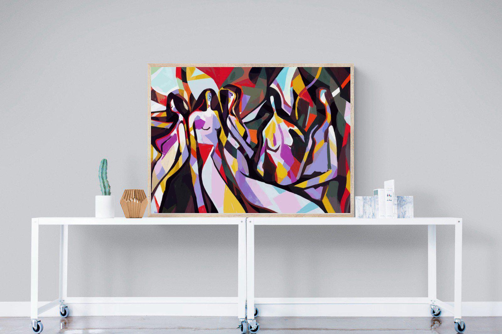 Lounging Ladies-Wall_Art-120 x 90cm-Mounted Canvas-Wood-Pixalot