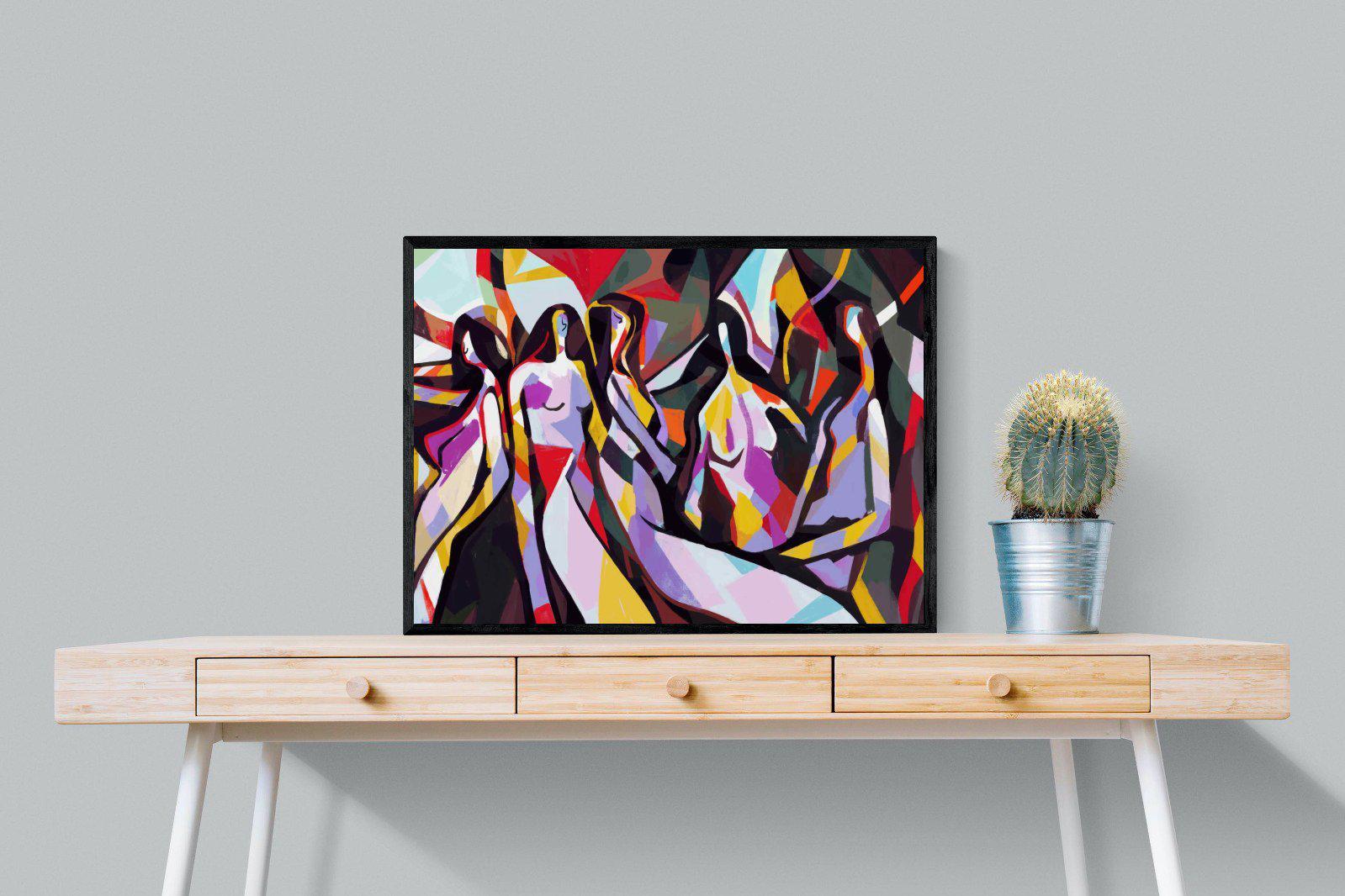 Lounging Ladies-Wall_Art-80 x 60cm-Mounted Canvas-Black-Pixalot