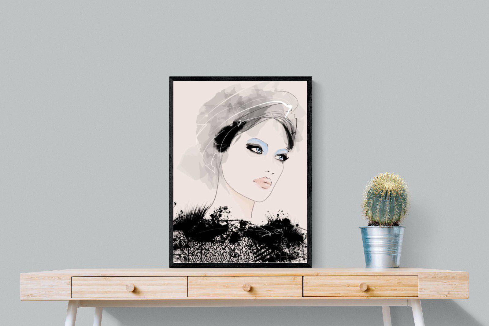 Mademoiselle-Wall_Art-60 x 80cm-Mounted Canvas-Black-Pixalot