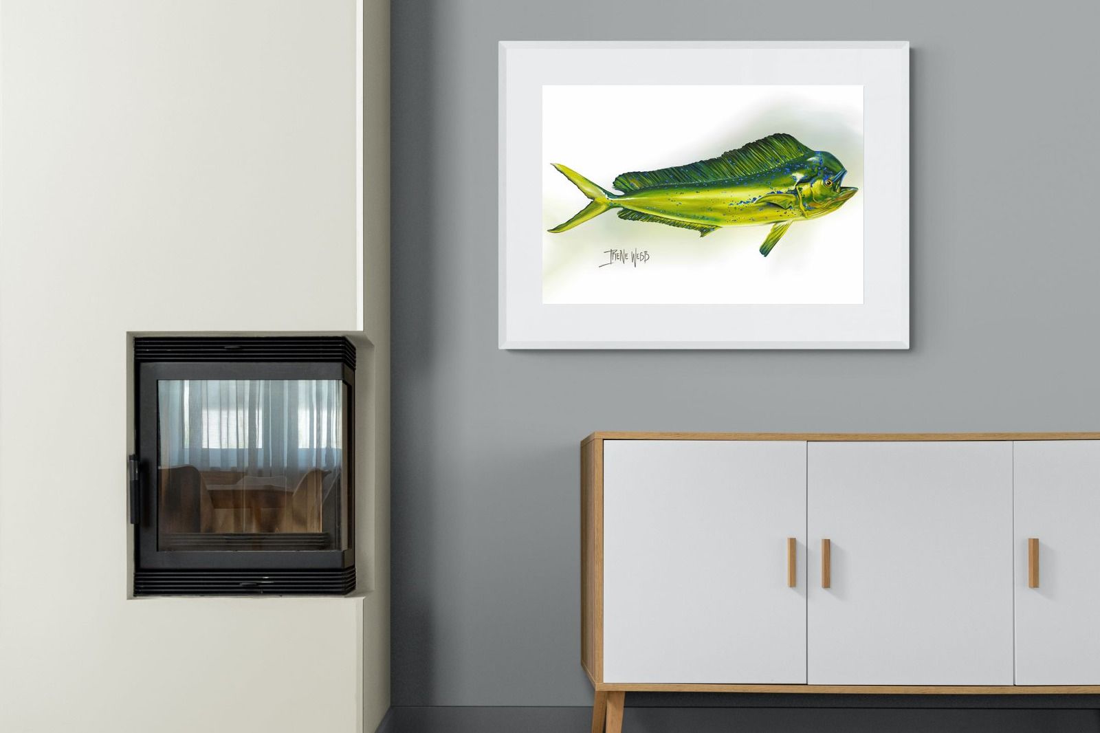 Mahi Mahi-Wall_Art-100 x 75cm-Framed Print-White-Pixalot