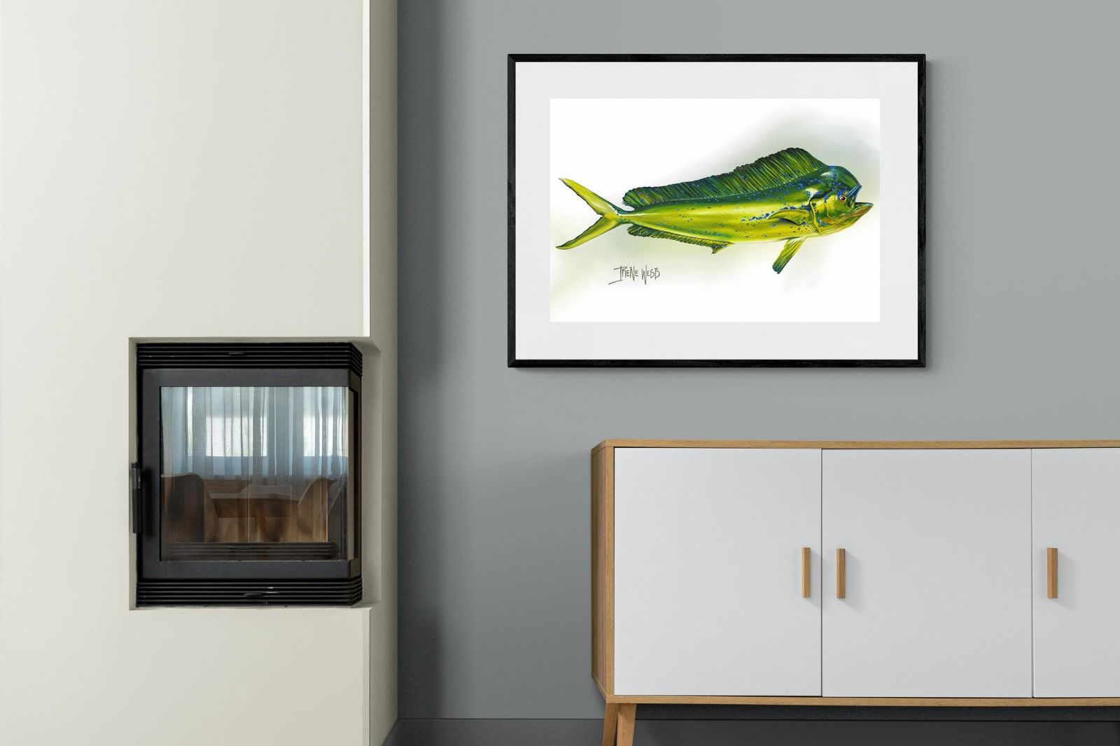 Mahi Mahi-Wall_Art-100 x 75cm-Framed Print-Black-Pixalot