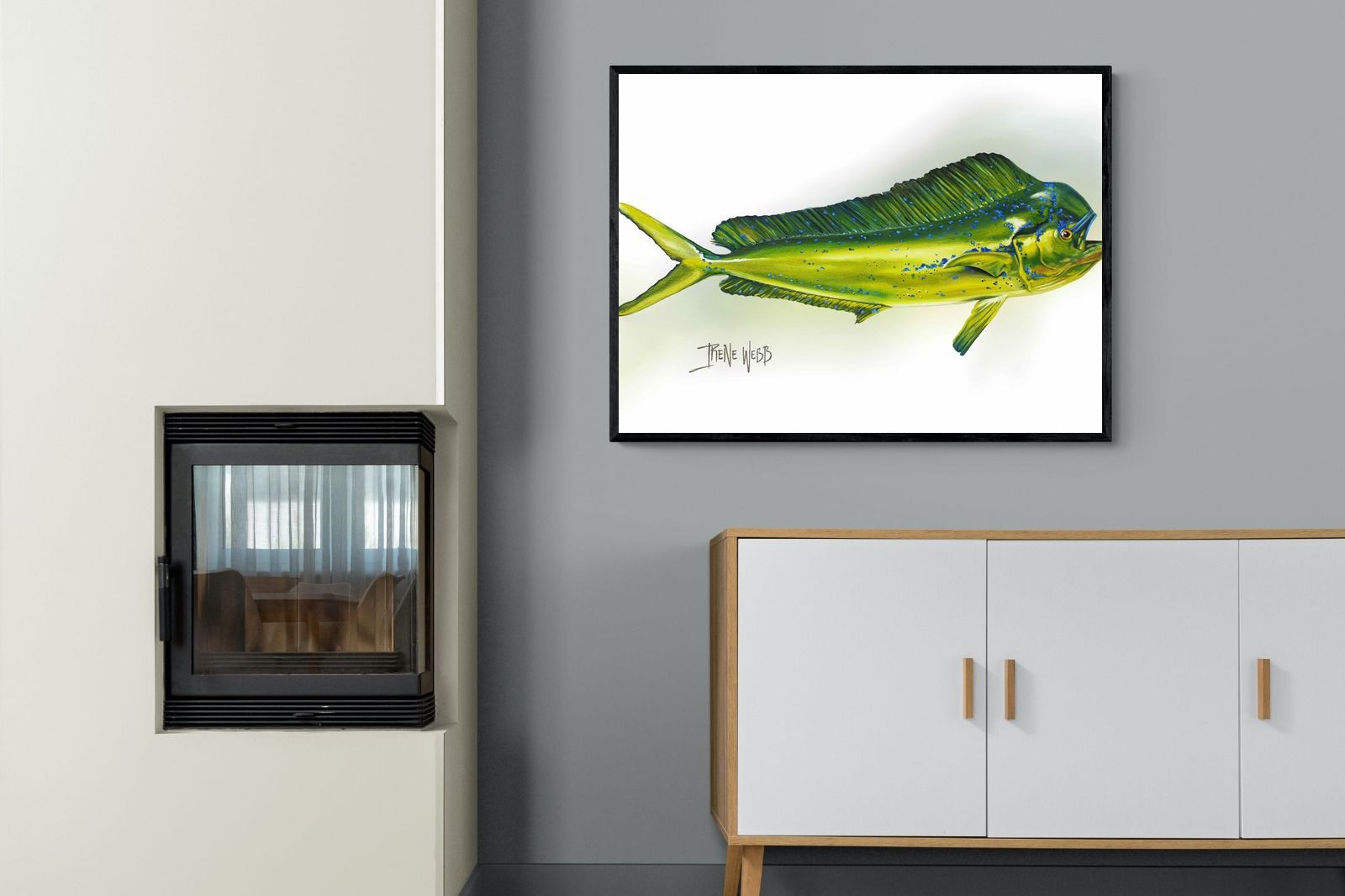 Mahi Mahi-Wall_Art-100 x 75cm-Mounted Canvas-Black-Pixalot