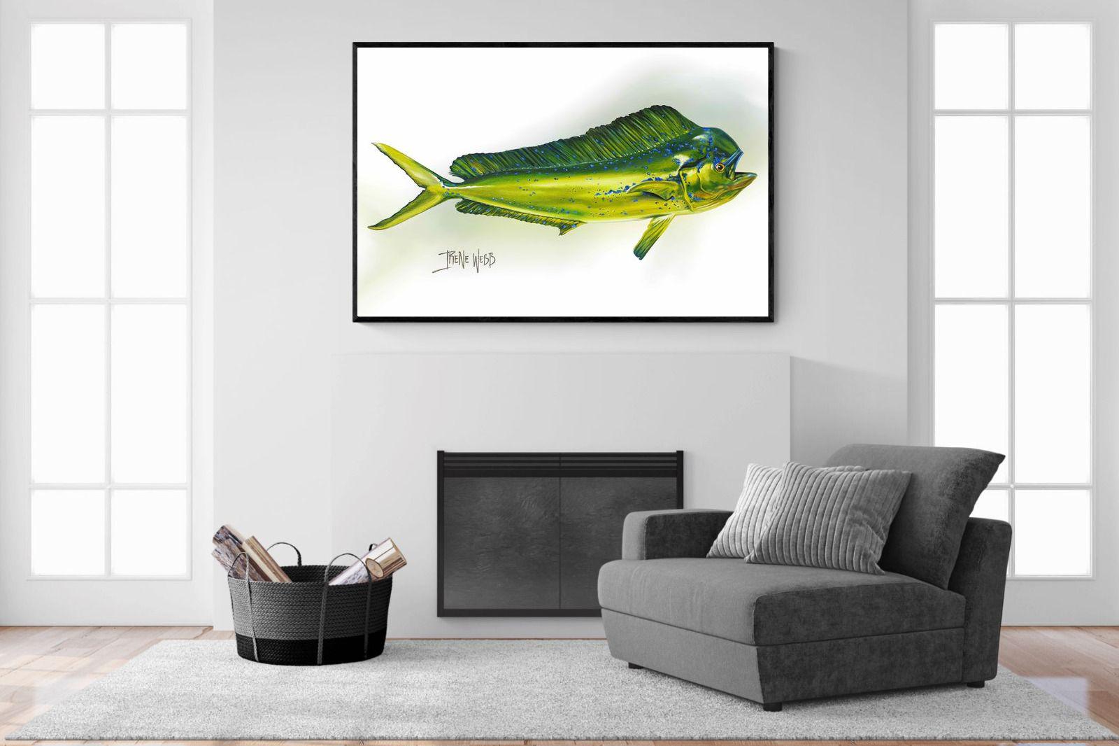 Mahi Mahi-Wall_Art-150 x 100cm-Mounted Canvas-Black-Pixalot