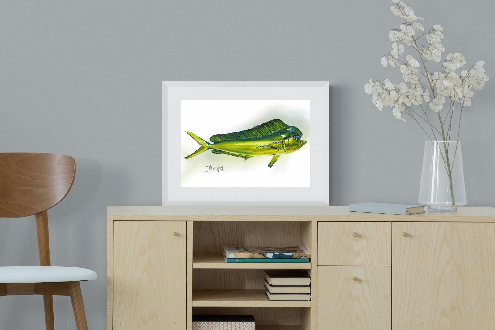 Mahi Mahi-Wall_Art-60 x 45cm-Framed Print-White-Pixalot