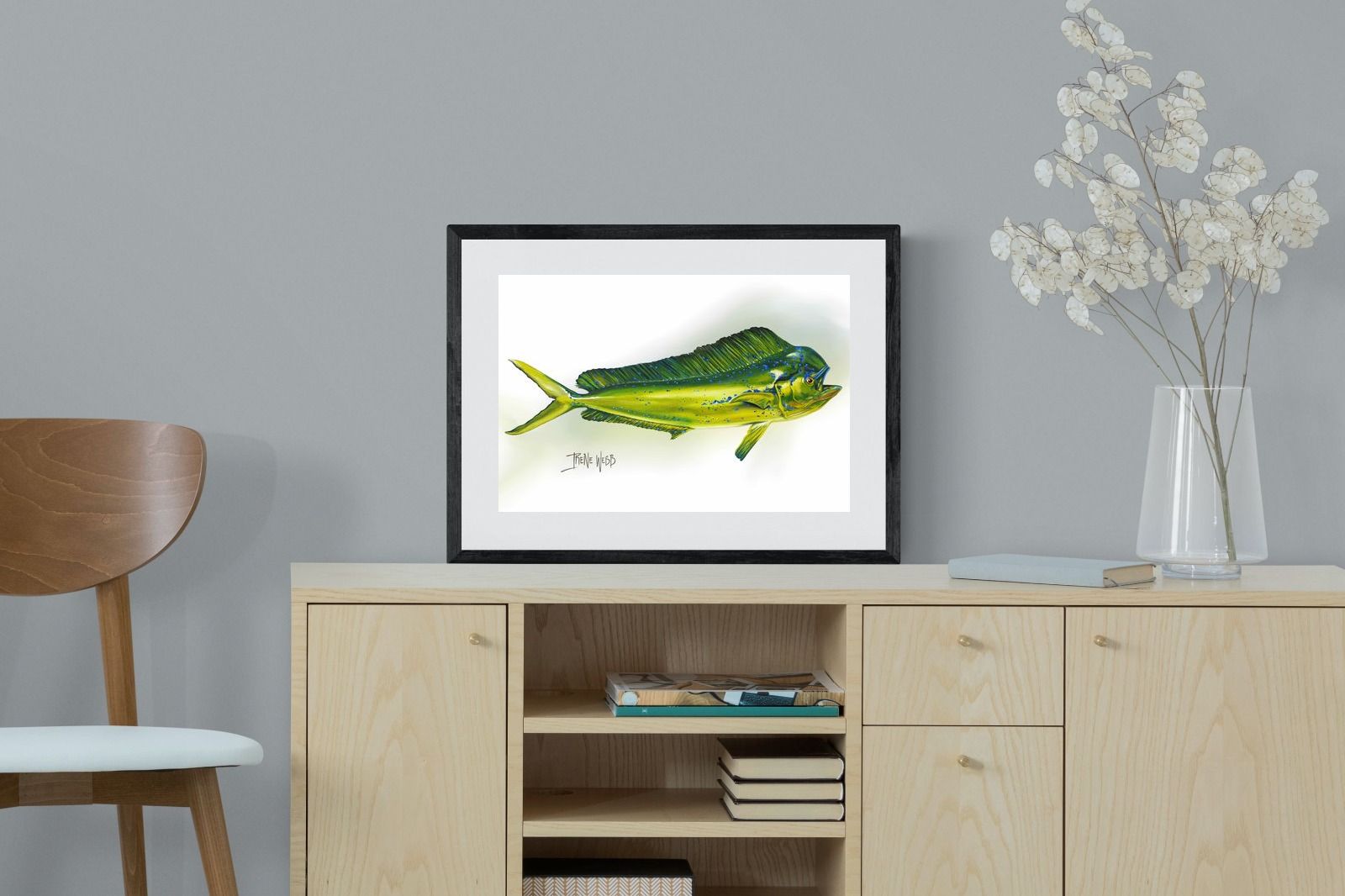 Mahi Mahi-Wall_Art-60 x 45cm-Framed Print-Black-Pixalot