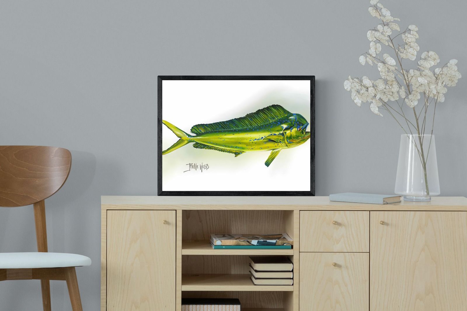 Mahi Mahi-Wall_Art-60 x 45cm-Mounted Canvas-Black-Pixalot