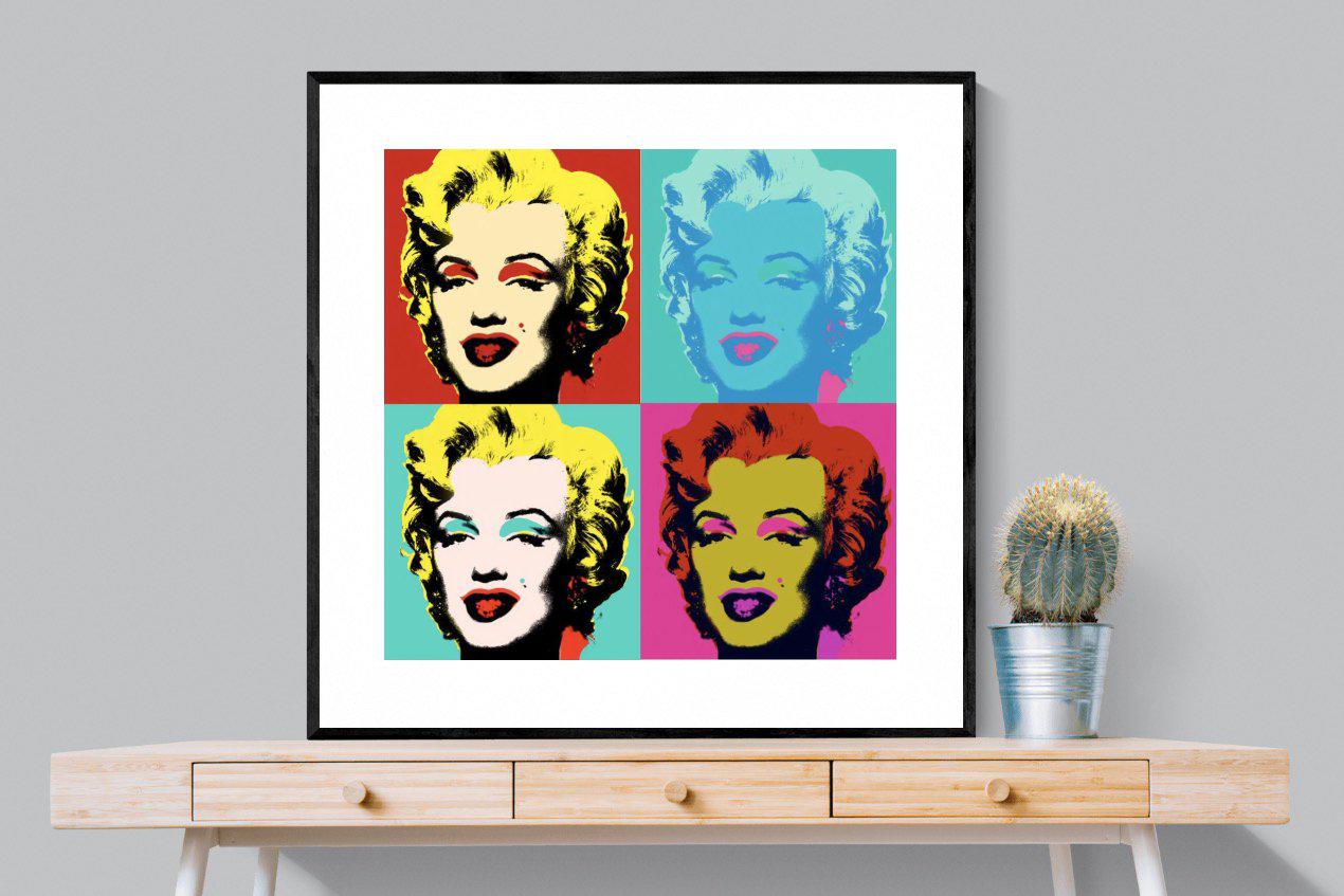 Marilyn Diptych-Wall_Art-100 x 100cm-Framed Print-Black-Pixalot